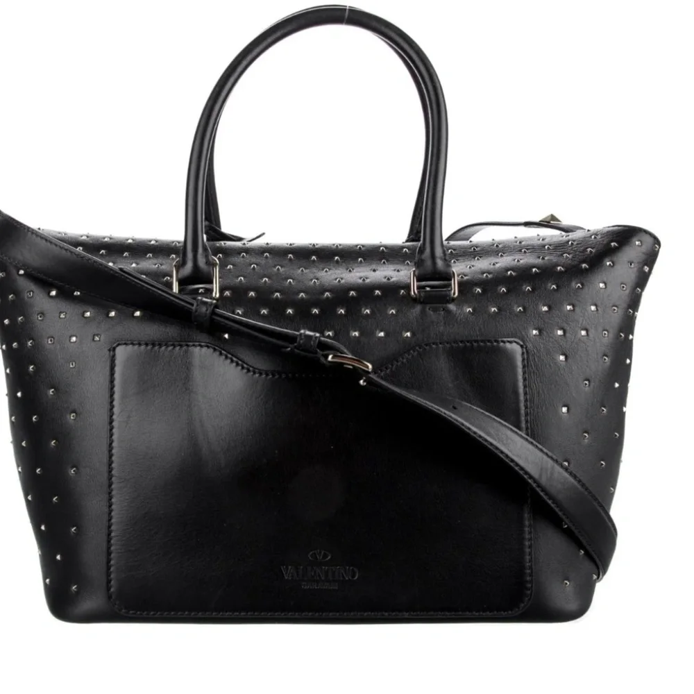 Valentino Garavani Black Leather Studded Crossbody/Shoulder Bag - Picture 4 of 5